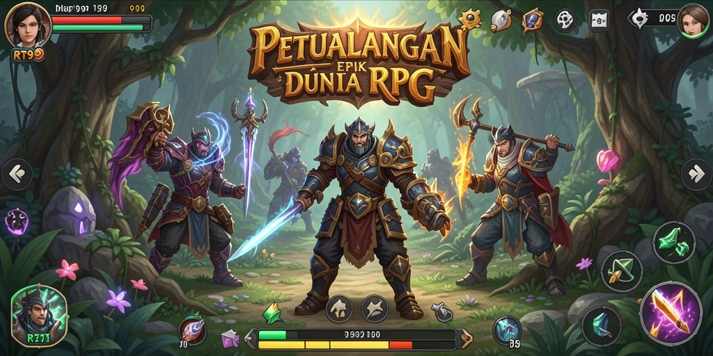 Gameplay seru dalam RT99 yang mengajak pemain bertarung di dunia fantasi.